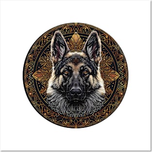 Mandala - German Shepherd 2 Posters and Art